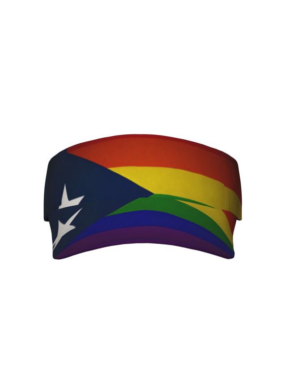 Sports Visor Sun Hat Puerto-Rico-Flag Rainbow Gay Pride Adjustable Sun Cap for Women Men