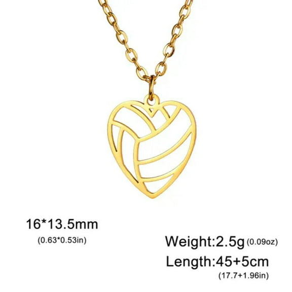 Sports Volleyball Heart Necklace Stainless Steel Pendant Necklace Jewelry Gift