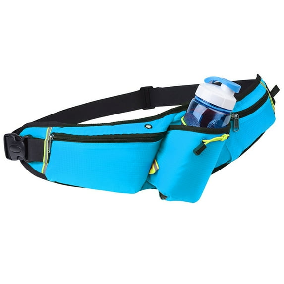 Sports Waist bag outdoor running equipment men women waterproof phone water bottle elastic fashion - blue