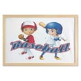 thumbnail image 1 of Sports Wall Art with Frame, Baseball Player Boys Pitching Champions Winner Olympics Competition, Printed Fabric Poster for Bathroom Living Room Dorms, 35" x 23", Cobalt Blue White, by Ambesonne, 1 of 2