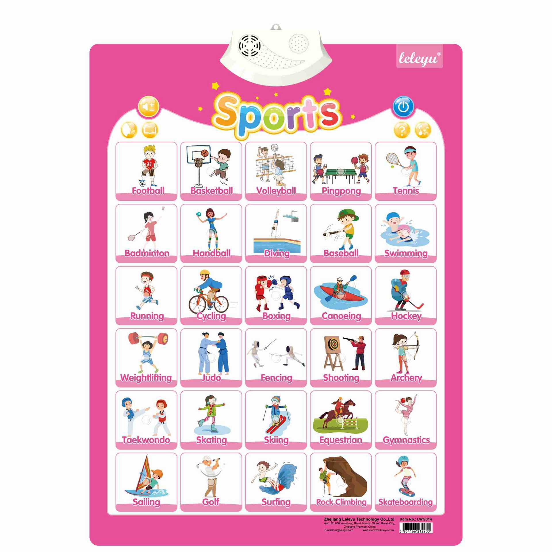 Sports Wall Chart Talking Poster Interactive Toddler Alphabet Learning ...