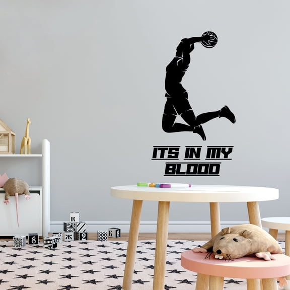 Sports Wall Decals for Boys Bedroom - Basketball Player Jumping and Throwing Ball in Hoop Player DIY & Creativity Boy Girl Bedroom Wall Sticker - Size: 6 In x 10 In