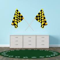 Sports Wall Decals for Boys Bedroom - Black and Yellow Taxi themed Checkered Flags DIY & Creativity Boy Girl Bedroom Wall Sticker - Size: 10 In x 6 In