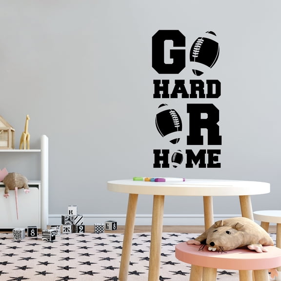 Sports Wall Decals for Boys Bedroom - Go Hard or Go Home Fun Lettering on White Background Quote DIY & Creativity Boy Girl Bedroom Wall Sticker - Size: 10 In x 20 In