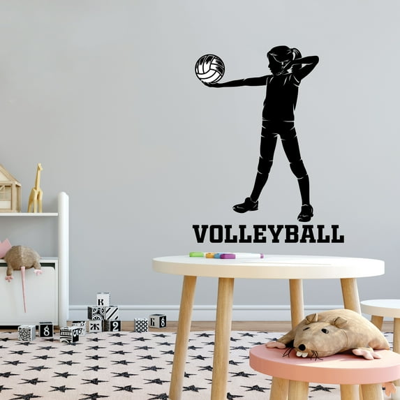 Sports Wall Decals for Boys Bedroom - Volleyball Player Balancing Volleyball Player DIY & Creativity Boy Girl Bedroom Wall Sticker - Size: 16 In x 20 In