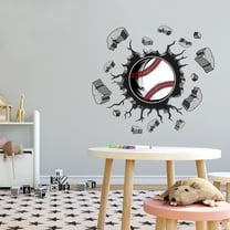 Sports Wall Decals for Boys Bedroom - Baseball Cracking The Wall DIY & Creativity Boy Girl Bedroom Wall Sticker - Size: 40 In x 36 In