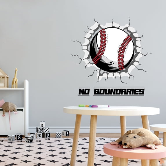Sports Wall Decals for Boys Bedroom - Fast Baseball Cracking the Wall DIY & Creativity Boy Girl Bedroom Wall Sticker - Size: 20 In x 20 In