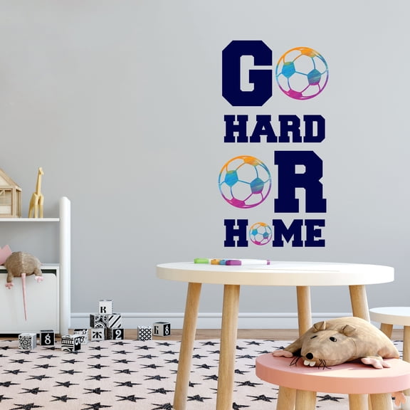 Sports Wall Decals for Boys Bedroom - Go Hard or Home Cute Typography Ball DIY & Creativity Boy Girl Bedroom Wall Sticker - Size: 15 In x 30 In