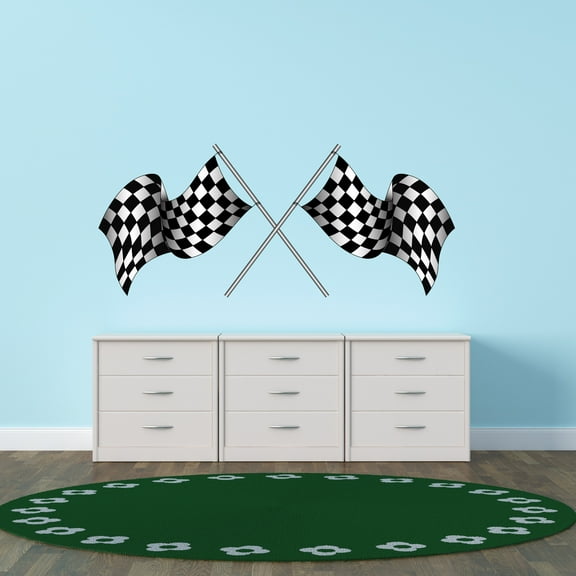 Sports Wall Decals for Boys Bedroom - Racing Signal Flags on White Background DIY & Creativity Boy Girl Bedroom Wall Sticker - Size: 30 In x 12 In