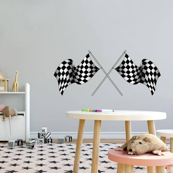 Sports Wall Decals for Boys Bedroom - Racing Signal Flags on White Background DIY & Creativity Boy Girl Bedroom Wall Sticker - Size: 30 In x 12 In