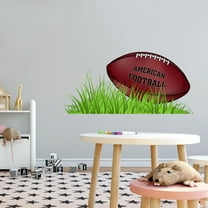 Sports Wall Decals for Boys Bedroom - Realistic American Football on Green Grass DIY & Creativity Boy Girl Bedroom Wall Sticker - Size: 30 In x 15 In
