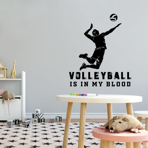 Sports Wall Decals for Boys Bedroom - Volleyball Back Row Attack Player DIY & Creativity Boy Girl Bedroom Wall Sticker - Size: 9 In x 10 In