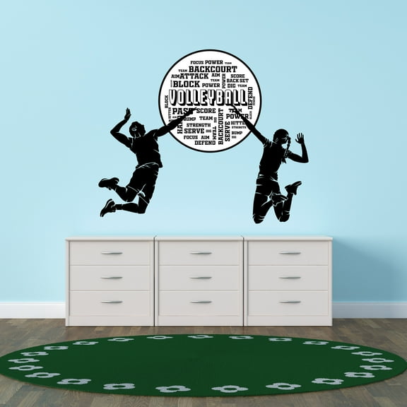 Sports Wall Decals for Boys Bedroom - Volleyball Motivational Typography DIY & Creativity Boy Girl Bedroom Wall Sticker - Size: 20 In x 16 In
