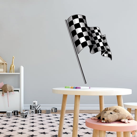 Sports Wall Decals for Boys Bedroom - Waving Cross Checkered Flag DIY & Creativity Boy Girl Bedroom Wall Sticker - Size: 7 In x 10 In