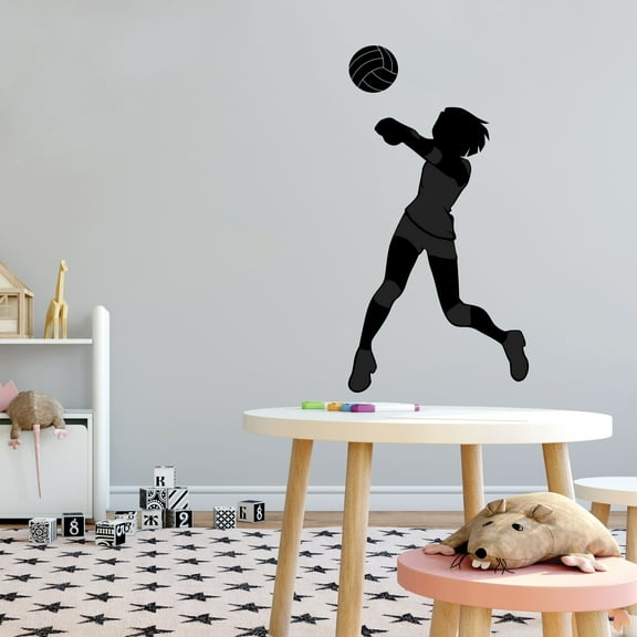 Sports Wall Decals for Girls Bedroom - Female Athlete Playing Volleyball Player DIY & Creativity Boy Girl Bedroom Wall Sticker - Size: 5 In x 10 In