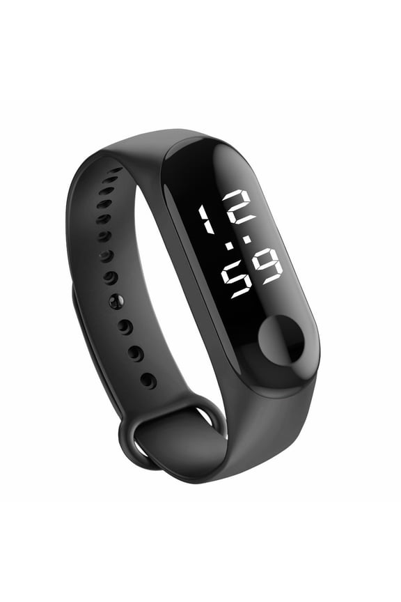 Sports Watch, Digital LED Wristwatch for Men Women, Water Resistant Unisex Fitness Timepiece with White Backlight, Black