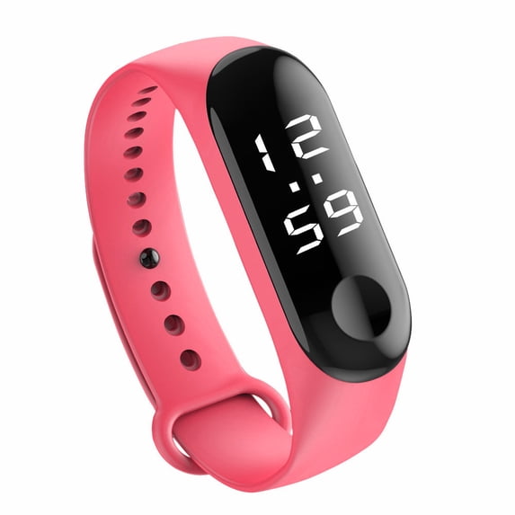 Sports Watch, Digital LED Wristwatch for Men Women, Water Resistant Unisex Fitness Timepiece with White Backlight, Pink