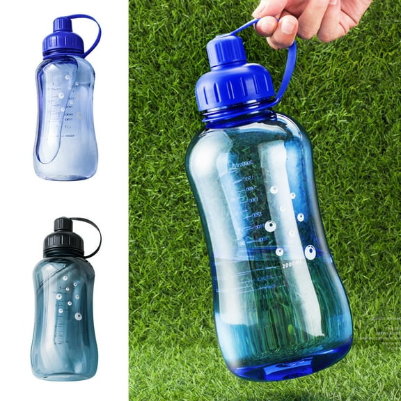 Sports Water Bottle 1.5L BPA-Free Shatterproof PC Plastic | Wide Mouth | Straw Spout | Fine-Mesh Stainless Steel Filter | Leak-Proof Lid | Printed Scale | Navy Blue | 27x11cm | 1 Pack