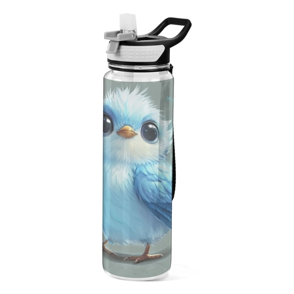 Sports Water Bottle 1000ML Tritan Food Grade Clear Water Bottle Fitness Outdoor Sports Bike Adorable Blue Bird