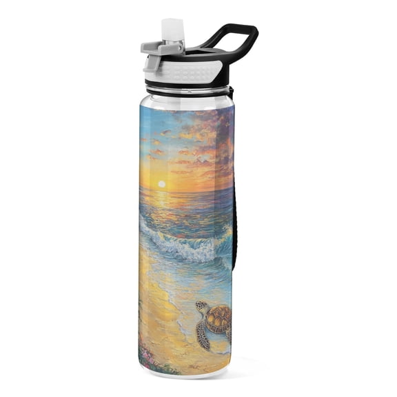 Sports Water Bottle 1000ML Tritan Food Grade Clear Water Bottle Fitness Outdoor Sports Bike Beautiful Turtle