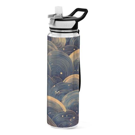 Sports Water Bottle 1000ML Tritan Food Grade Clear Water Bottle Fitness Outdoor Sports Bike Beautiful Vortex Pattern
