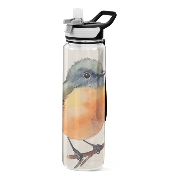 Sports Water Bottle 1000ML Tritan Food Grade Clear Water Bottle Fitness Outdoor Sports Bike Beautiful Watercolor Bird
