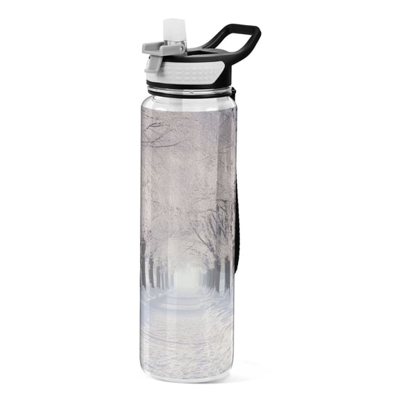Sports Water Bottle 1000ML Tritan Food Grade Clear Water Bottle Fitness Outdoor Sports Bike Big Tree in Winter