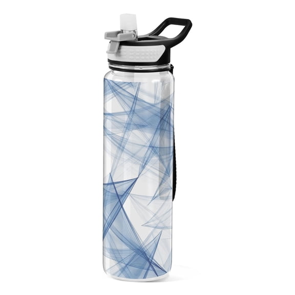 Sports Water Bottle 1000ML Tritan Food Grade Clear Water Bottle Fitness Outdoor Sports Bike Blue Cartoon Triangle