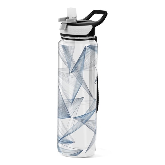 Sports Water Bottle 1000ML Tritan Food Grade Clear Water Bottle Fitness Outdoor Sports Bike Blue Triangle
