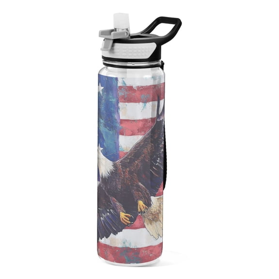 Sports Water Bottle 1000ML Tritan Food Grade Clear Water Bottle Fitness Outdoor Sports Bike Cool Eagle Pattern