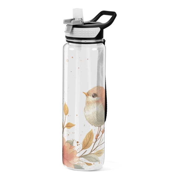 Sports Water Bottle 1000ML Tritan Food Grade Clear Water Bottle Fitness Outdoor Sports Bike Cute Cartoon Orange Bird