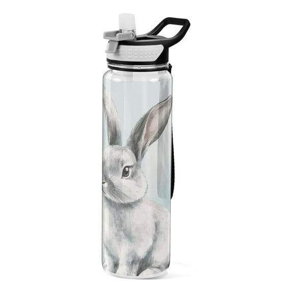 Sports Water Bottle 1000ML Tritan Food Grade Clear Water Bottle Fitness Outdoor Sports Bike Cute Cartoon Rabbit Pattern