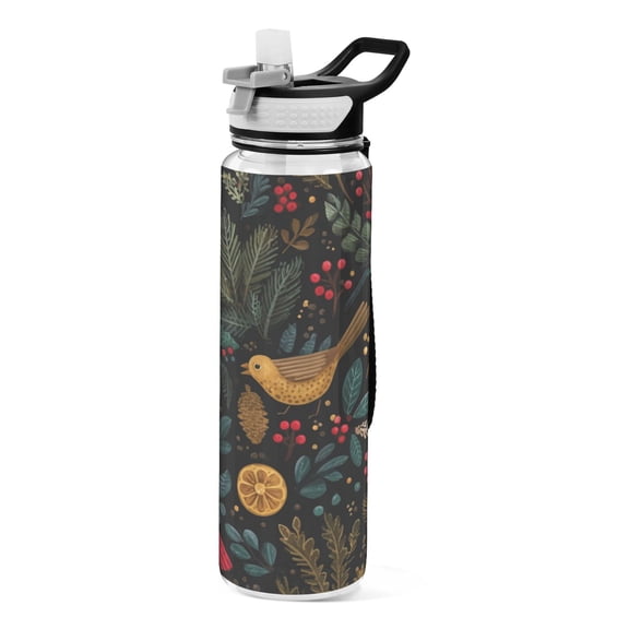 Sports Water Bottle 1000ML Tritan Food Grade Clear Water Bottle Fitness Outdoor Sports Bike Cute Colorful Christmas Birds