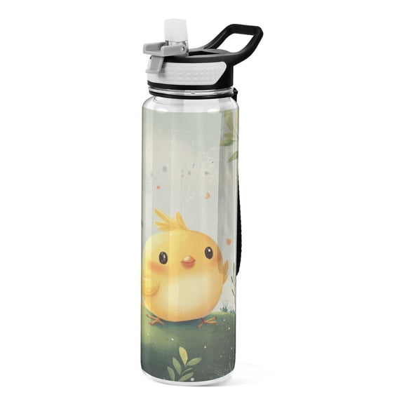 Sports Water Bottle 1000ML Tritan Food Grade Clear Water Bottle Fitness Outdoor Sports Bike Cute Little Yellow Bird