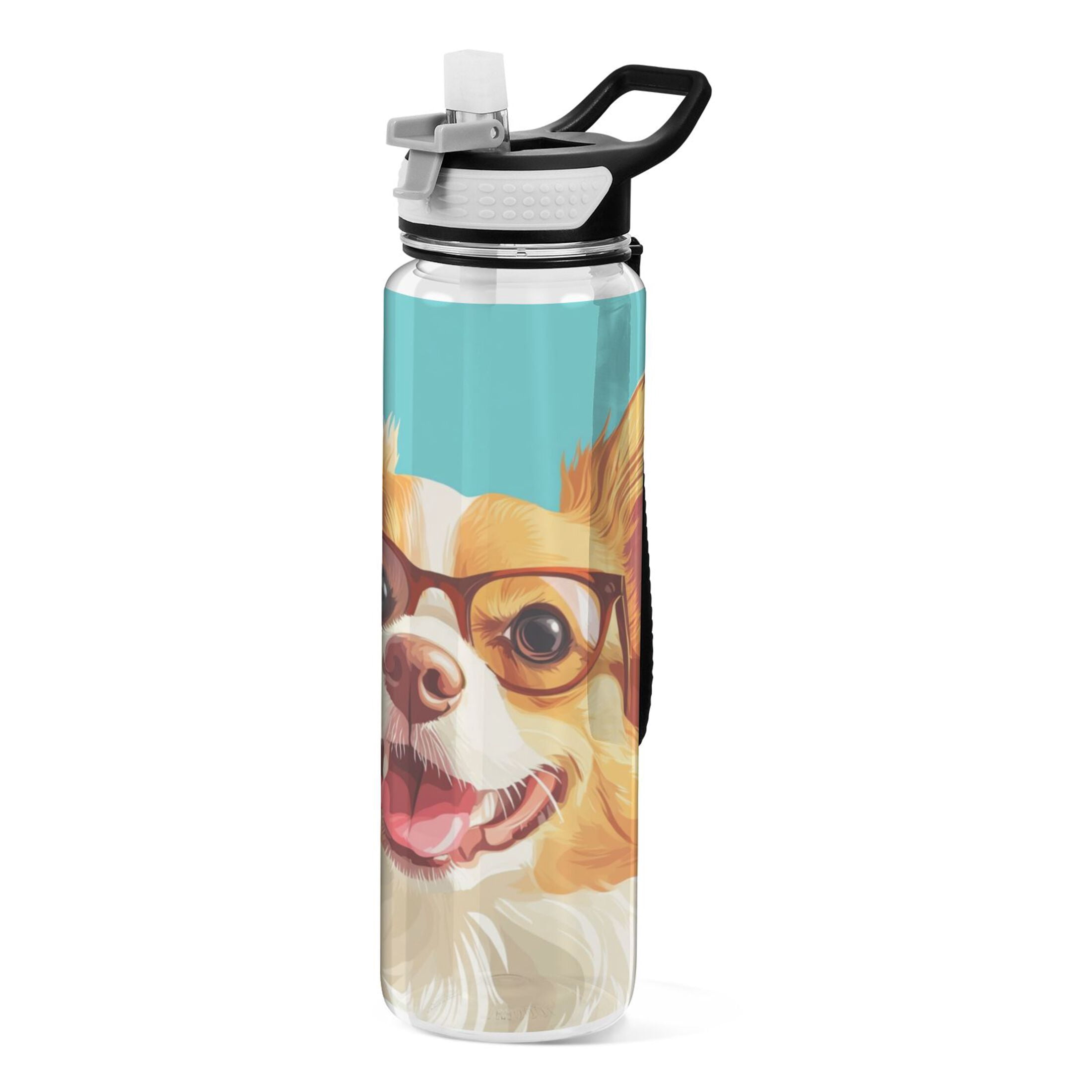 Sports Water Bottle 1000ML Tritan Food Grade Clear Water Bottle Fitness Outdoor Sports Bike Dog with Glasses