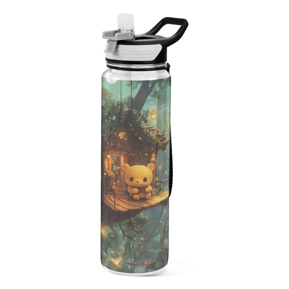 Sports Water Bottle 1000ML Tritan Food Grade Clear Water Bottle Fitness Outdoor Sports Bike Forest Bear