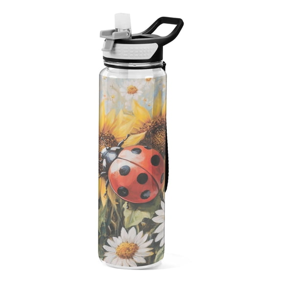 Sports Water Bottle 1000ML Tritan Food Grade Clear Water Bottle Fitness Outdoor Sports Bike Giant Ladybird
