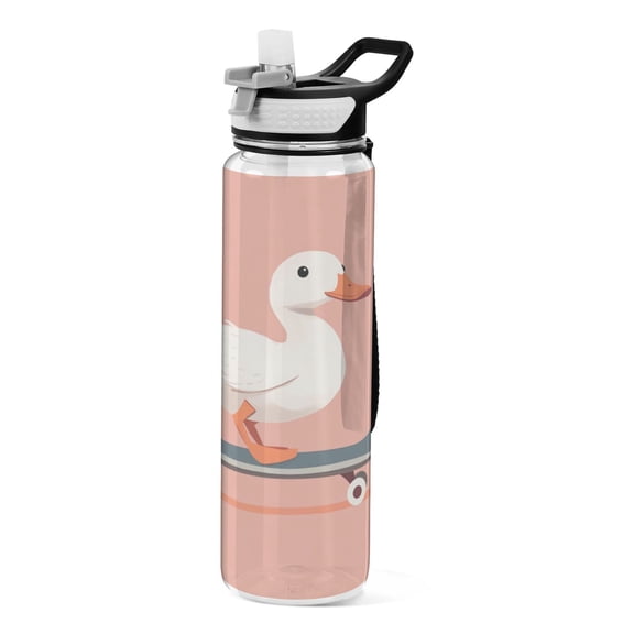 Sports Water Bottle 1000ML Tritan Food Grade Clear Water Bottle Fitness Outdoor Sports Bike Pink Skateboard Duck