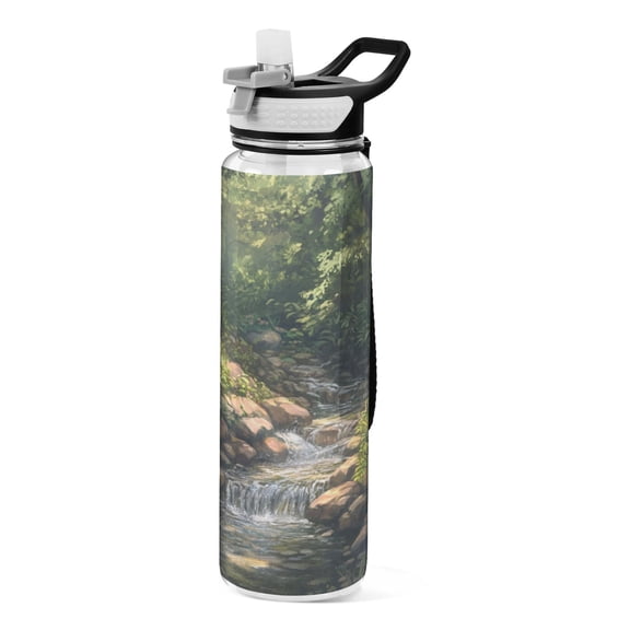 Sports Water Bottle 1000ML Tritan Food Grade Clear Water Bottle Fitness Outdoor Sports Bike Pretty Green Stream