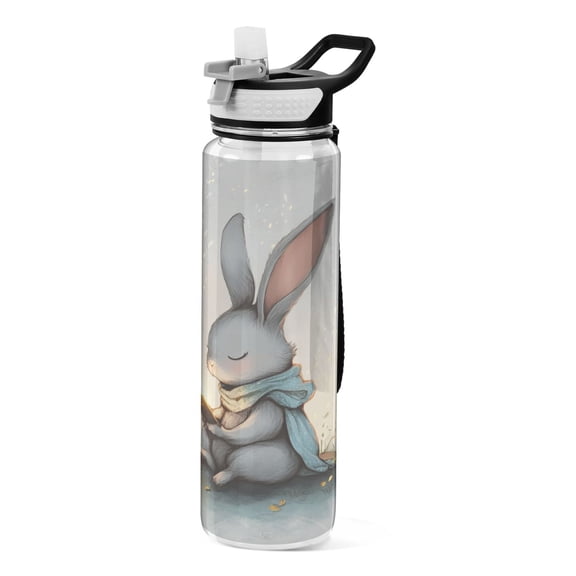 Sports Water Bottle 1000ML Tritan Food Grade Clear Water Bottle Fitness Outdoor Sports Bike Reading Rabbit