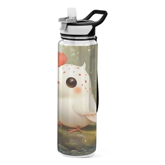 Sports Water Bottle 1000ML Tritan Food Grade Clear Water Bottle Fitness Outdoor Sports Bike Super Cute White Bird