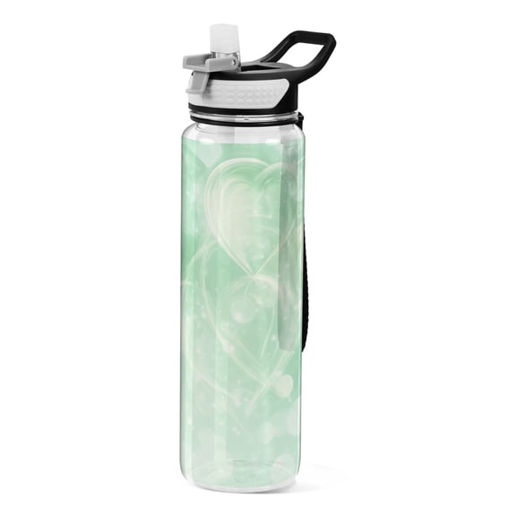 Sports Water Bottle 1000ML Tritan Food Grade Clear Water Bottle Fitness Outdoor Sports Bike Valentine's Day Green Love