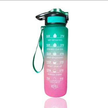 Sports Water Bottle 1L, Motivational Water Bottle with Straw & Time Maker, BPA Free, Leakproof & Secure Locking Lid, Tritan Plastic Drink Bottle for School