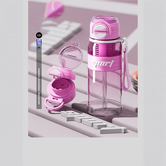 Sports Water Bottle 27 oz with Straw & Chug Spout, Large Capacity Leakproof Gym and Water Cup with Carry Handle, Easy Clean, Easter Gifts, Pink