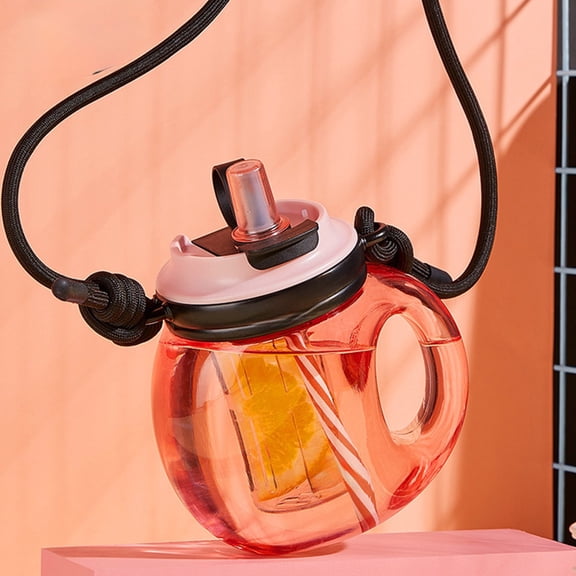 Sports Water Bottle 34oz with Straw, Portable Drip Proof Fitness Hydration Cup with Shoulder Strap for Outdoor Travel Gym Exercise, Large Capacity Leak Resistant Water Bottle for Men Women