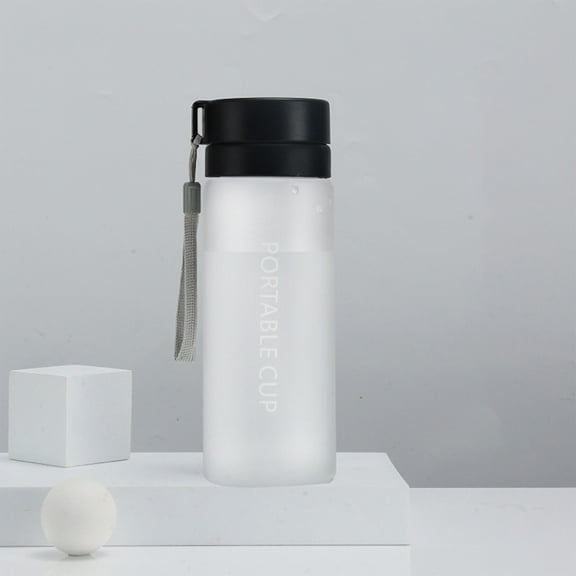 Sports Water Bottle - 600ml/20oz Portable Plastic Sport Water Cup, Leak Proof, Non-Toxic, Durable, with Filter Frosted Version