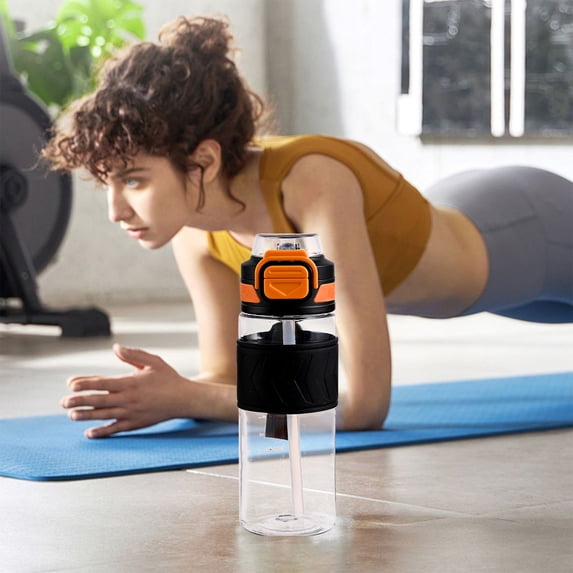 Sports Water Bottle 600ml Capacity Double Drinking Straw Direct Drink Portable Hydration Cup
