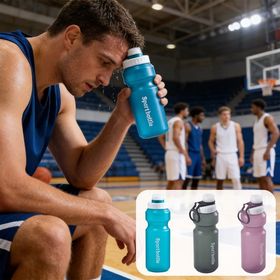 Sports Water Bottle | 750ml Large Capacity Plastic Cycling Bottle - Leakproof Seal, Wide-Mouth, Portable Gym Outdoor Fitness Hydration Bottle - Purple/Blue/Gray