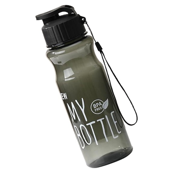 Sports Water Bottle,Durable Water Bottle,Leakproof Wide Mouth Bottle,Water Bottle With Wrist Strap,BPA Free,Portable Sports Water Bottle,Drinking Cup with Handle for Camping Gym(Black)
