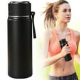thumbnail image 1 of Sports Water Bottle,Insulated Water Bottle with Cup Travel Coffee Mug with Handle Stainless Steel Tumblers Thermos for Hot and Cold Drinks Water Flask Reusable Travel Thermal Cups (Black, L), 1 of 9